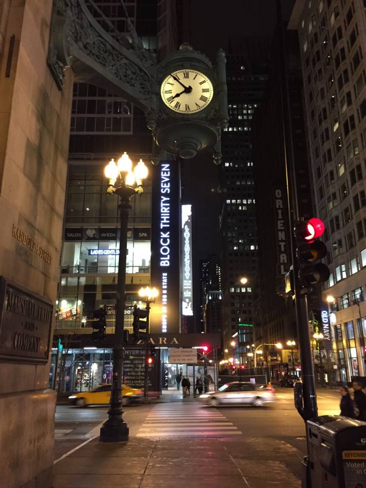 The Old Marshall Fields Clock, Now Macy’s on State Street in Chicago (11.26.15)